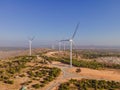 Wind turbine from aerial view - Sustainable development, environment friendly, renewable energy concept Royalty Free Stock Photo