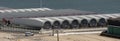 Wind turbine blades dockside in Port of Le Havre, France.