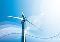 Wind turbine & blue sky background Royalty Free Stock Photo