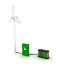 Wind turbine and charged accumulator. Royalty Free Stock Photo