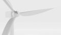 Wind turbine closeup angle view 3d render. Realistic illustration mockup of windmill with long vanes isolated on white Royalty Free Stock Photo