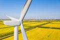 Wind turbine closeup in autumn paddy field Royalty Free Stock Photo