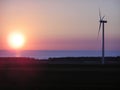 Wind turbine, dusk colours.