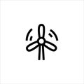 Wind turbine, fan renewable energy line icon
