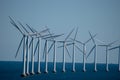 Wind turbine farm in Baltic Sea between Germany and Copenhagen, Royalty Free Stock Photo