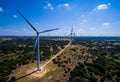 Wind Turbine Farm in Central Texas producing Clean renewable energy from sustainable wind energy
