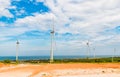 Wind turbine farm from clean energy near the sea. Wind power for electricity. Phan Rang, Vietnam Royalty Free Stock Photo