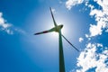 Wind turbine, wind turbine in the wind farm, energy generation and power supply through renewable energy, wind energy Royalty Free Stock Photo