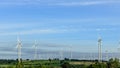 Wind turbine field on the hill. Royalty Free Stock Photo