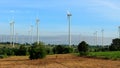 Wind turbine field on the hill. Royalty Free Stock Photo