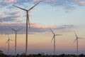 Wind turbine field on the hill for a renewable energy Royalty Free Stock Photo