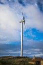 Wind turbine field on the hill for renewable energy source Royalty Free Stock Photo