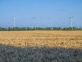 Wind turbine in the fields of Bulgaria. Royalty Free Stock Photo