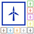 Wind turbine flat framed icons Royalty Free Stock Photo