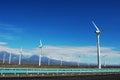 Wind turbine generators by a highway