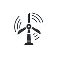 Wind turbine glyph black icon. Green technology symbol. Alternative energy vector pictogram. Power generator. Button for web page Royalty Free Stock Photo