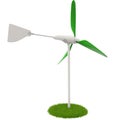 Wind turbine in a green flowerbed