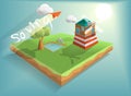 Wind turbine house isometric Royalty Free Stock Photo