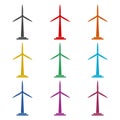 Wind turbine icon, eco concept, color icons set Royalty Free Stock Photo