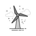 Flat Grayscale Icon - Wind turbine