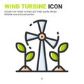 Wind turbine icon vector with outline color style isolated on white background. Vector illustration turbine sign symbol icon Royalty Free Stock Photo