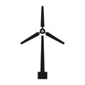 Wind turbine icon, windmill silhouette, black isolated on white background, vector illustration.