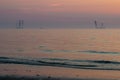 A wind turbine installation barge off the Dutch coast, building an offshore wind park