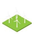 Wind turbine isometric vector, natural future energy