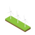 Wind turbine isometric vector, natural future energy