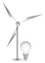 Wind turbine and a light bulb illustration Royalty Free Stock Photo