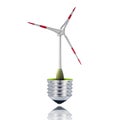 wind turbine light bulb on white background Royalty Free Stock Photo