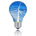 wind turbine light bulb on white background Royalty Free Stock Photo