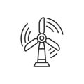Wind turbine line black icon. Green technology symbol. Alternative energy pictogram. Power generator. Button for web page,