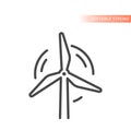 Wind turbine line vector icon