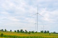 Wind turbine made Renewable Energy on field, blue sky and cloud background at Chaiyaphum Thailand Royalty Free Stock Photo