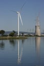 Wind Turbine & nuclear cooling tower