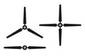 Wind turbine, propeller icon set, black isolated on white background, vector illustration. Royalty Free Stock Photo