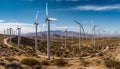 Wind turbine propeller spinning, generating sustainable energy for rural development generated by AI Royalty Free Stock Photo