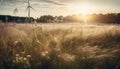 Wind turbine propels green growth in tranquil rural landscape scene generated by AI Royalty Free Stock Photo