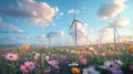 Wind turbine. renewable energy. Generative AI