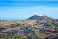 Wind turbine renewable energy source on landscape Royalty Free Stock Photo