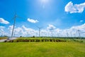 Wind turbine renewable energy source summer with blue sky Royalty Free Stock Photo