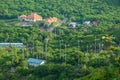 Wind Turbine Renewable Energy Source Summer Landscape With Clear Blue Sky And Green Forest Royalty Free Stock Photo