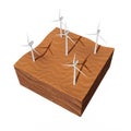 Wind turbine in sandy desert ecological 3D concept Royalty Free Stock Photo