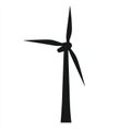Black Silhouette of a Wind Turbine on White Background - Renewable Energy Concept Royalty Free Stock Photo