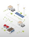 Wind turbine and solar cell energy isometric graphic Royalty Free Stock Photo