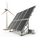 Wind turbine solar panel 3D model Royalty Free Stock Photo