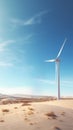 A wind turbine standing tall in the vast desert landscape Royalty Free Stock Photo