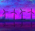 Wind turbine sunset background Royalty Free Stock Photo