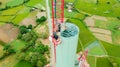 Wind turbine tower clean green renewable energy construction with beautiful landscape